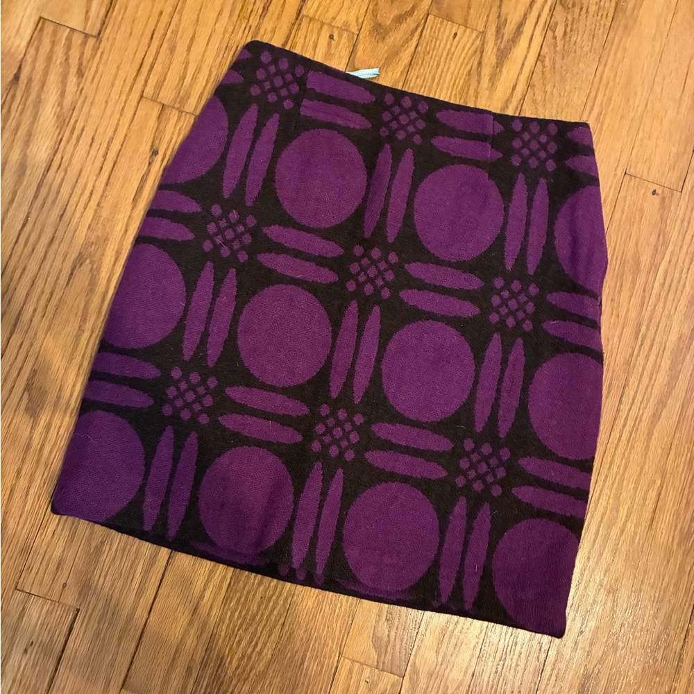 Boden Purple Geometric Pencil Skirt